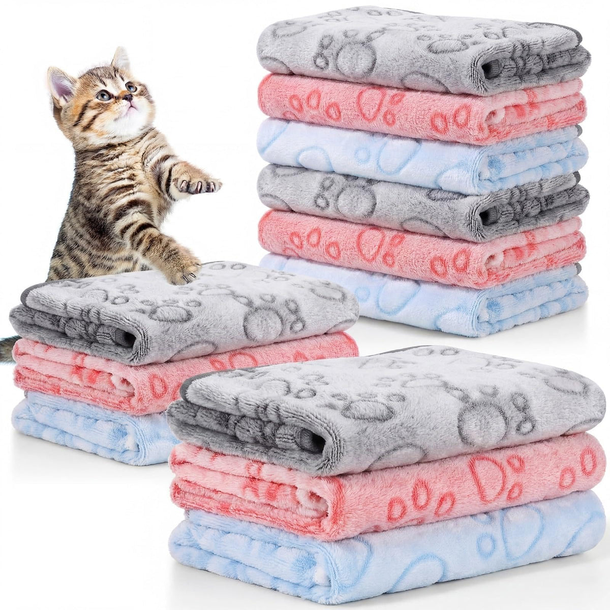 Tegeme 12 Pcs Puppy Blanket for Cat, 41 X 30 Inch Gray