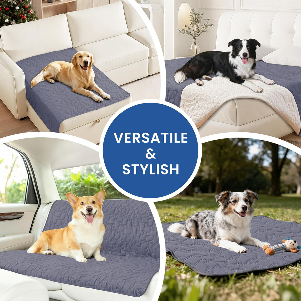 CYCMACO Waterproof Dog Blanket, Non-Slip Soft Pet Bed Cover, Couch Cover for Dogs Washable, Protects Sofa, Furniture, Crate, Car, Tear Resistant Leakproof Pet Blanket (68x82 Inch, Grey Blue)