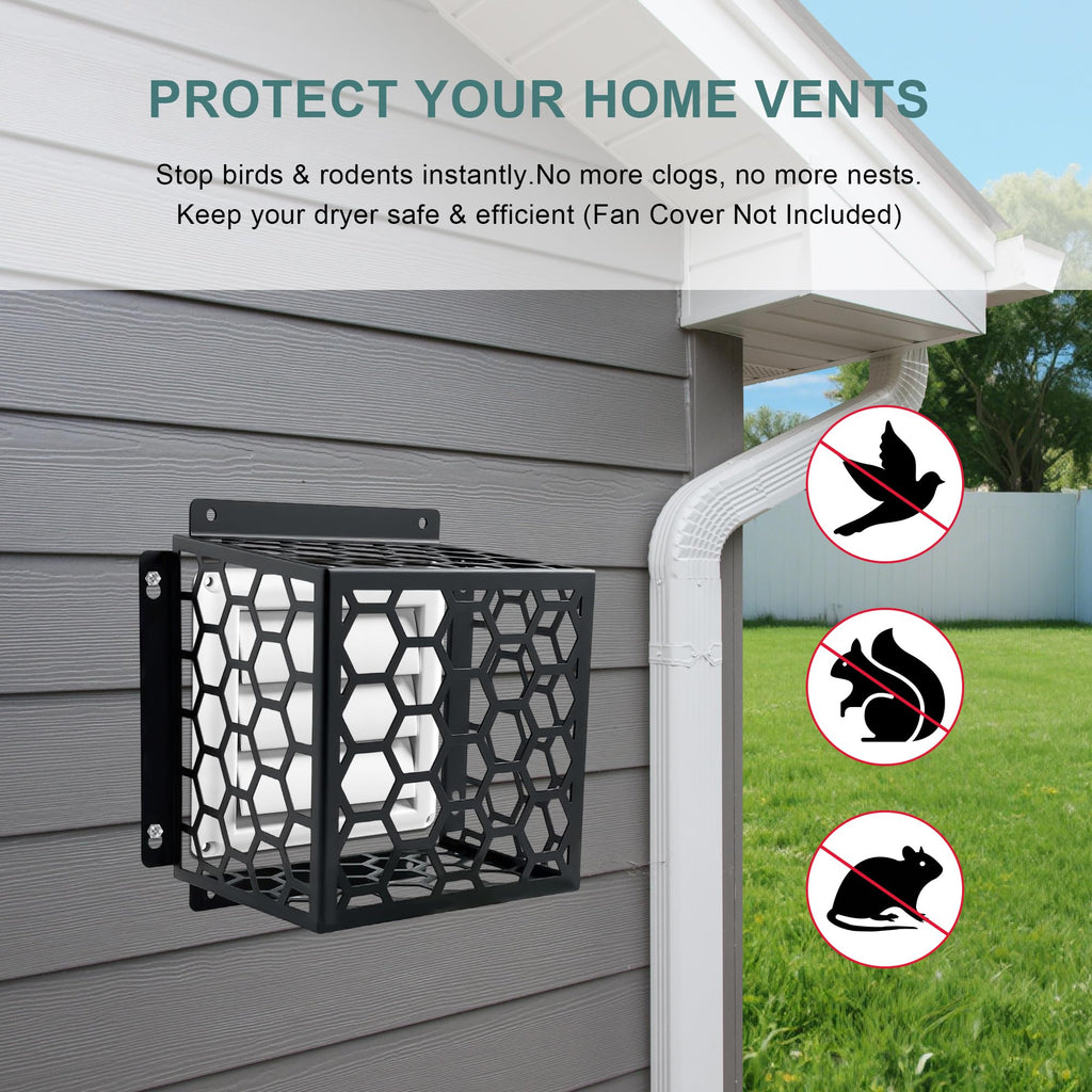 OVNTHYK Dryer Vent Bird Guard - Universal Fits for 3" to 4" Dryer Vents & Exhaust Fan Ventilation Cover (Kitchen/Bathroom), Steel Ventilation Bird Cage, Black