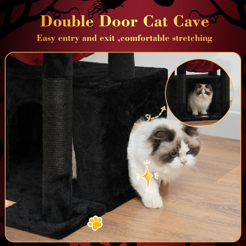 Heybly Cat Tree, Kitten Tower with Large Soft Cat Basket HCT008SBR