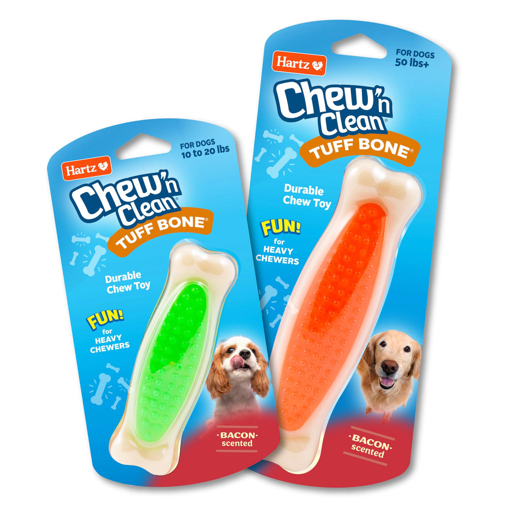 Hartz Chew 'n Clean Tuff Bone Bacon Scented Dental Dog Chew Toy - Large