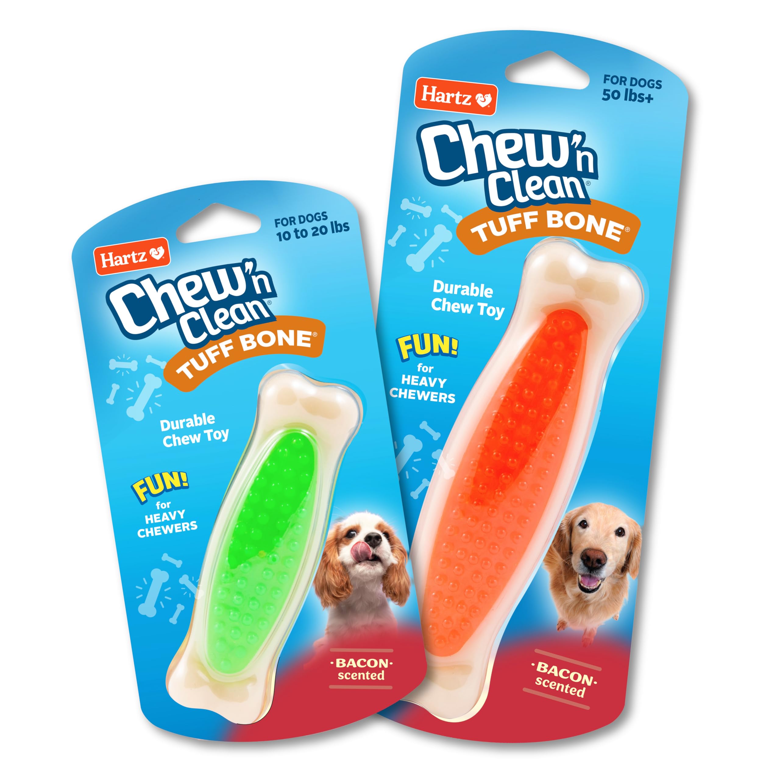 Hartz Chew 'n Clean Tuff Bone Bacon Scented Dental Dog Chew Toy - Large