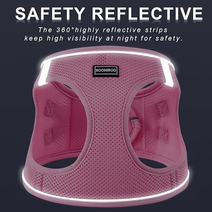 Dog Harness with Leash Set, No Pull Adjustable Reflective Step-in Puppy Pet Vest Harnesses for Small Medium Large Dogs and Cats,Pink Green XL