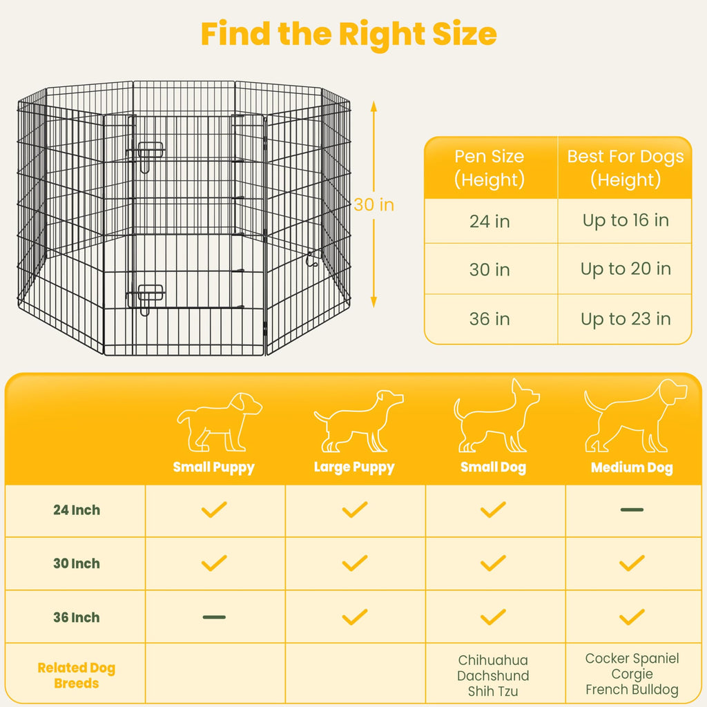 Yaheetech 34" H 8-Panel Foldable Metal Dog Playpen Indoor Outdoor w/Door
