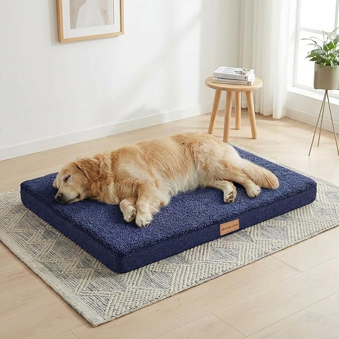 Patas Lague Orthopedic Large Dog Bed Pet Sofa Mat 48''X30'' Navy Blue