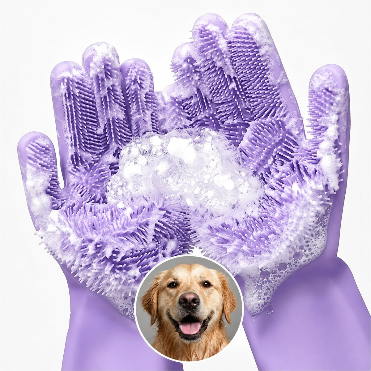 RZleticc Cat and Dog Washing Gloves, 1 Pair, 11.6 in, Soft Silicone (Grey)
