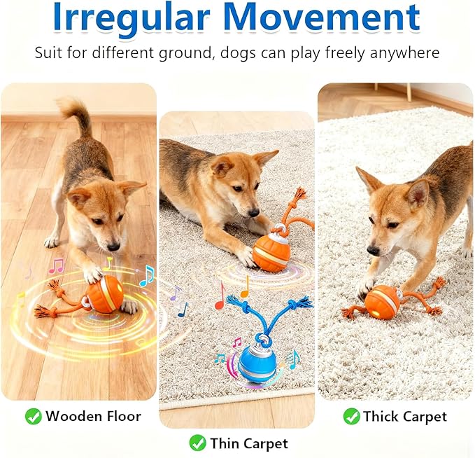 Interactive Dog Ball Toy for Small Dogs, Motion Activated Rolling Ball