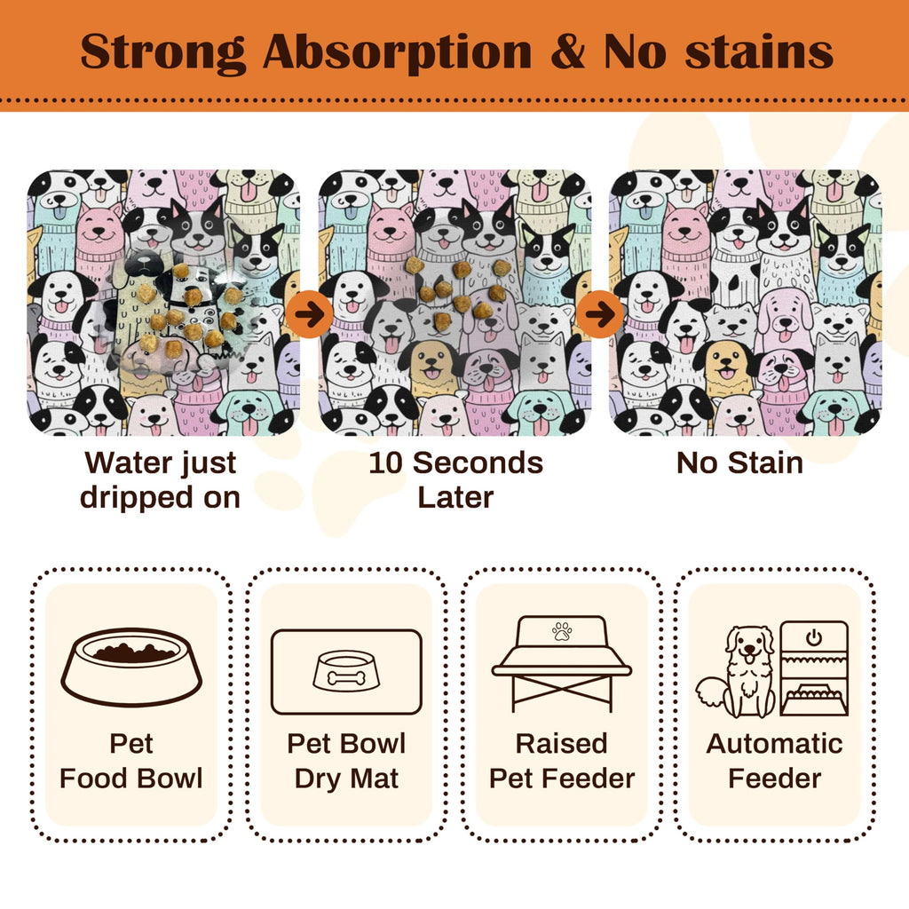 Pet Feeding Mat for Floors Waterproof Dog Mat for Food and Water Absorbent Quick Dry Non Slip mat for Cat Bowls