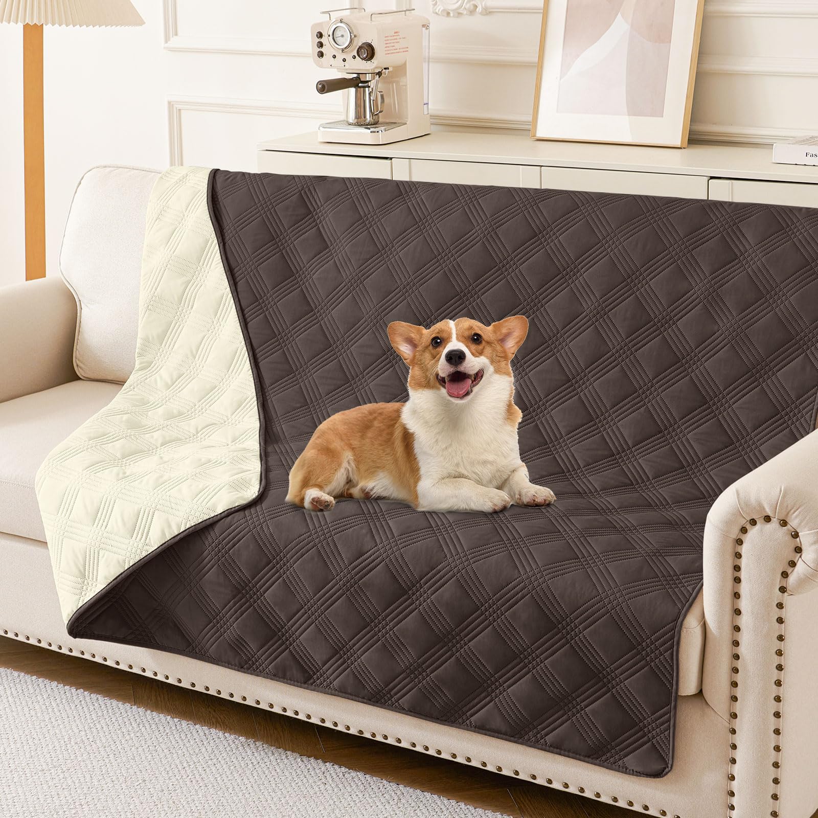 hyha Waterproof Reversible Dog Blanket, Soft Couch Cover for Dogs Washable