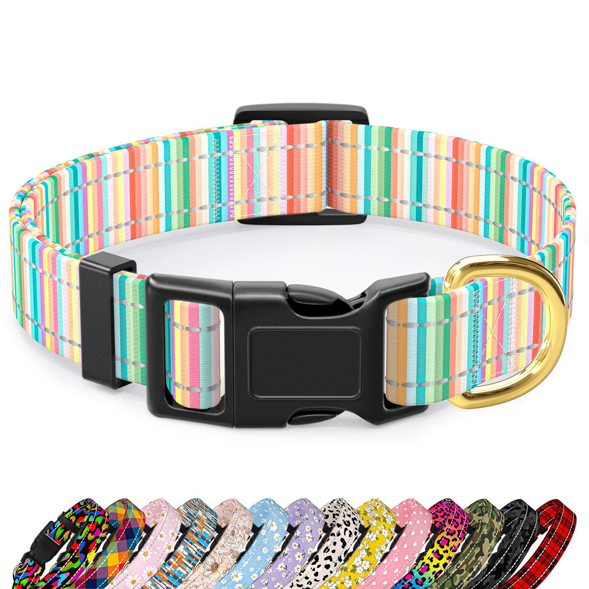 TMOODEL Reflective Dog Collar for Small Dogs, Green Camouflage Pet Collar,S
