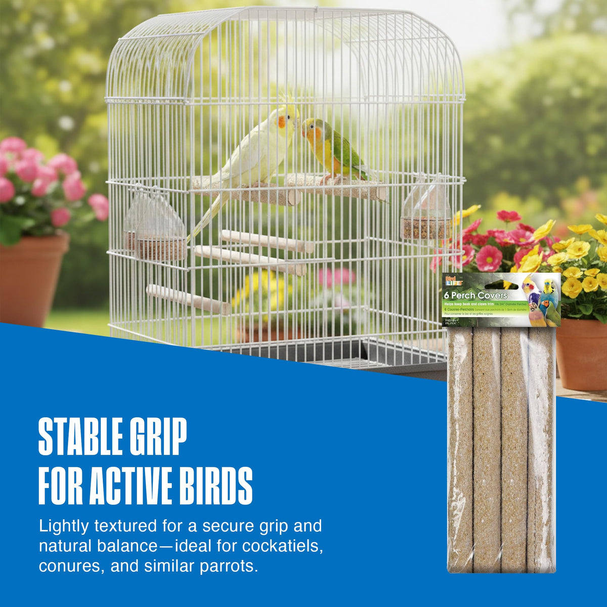 Penn-Plax Bird-Life Sand Perch Covers Large - 4 Pack - Natural - 9.5 in