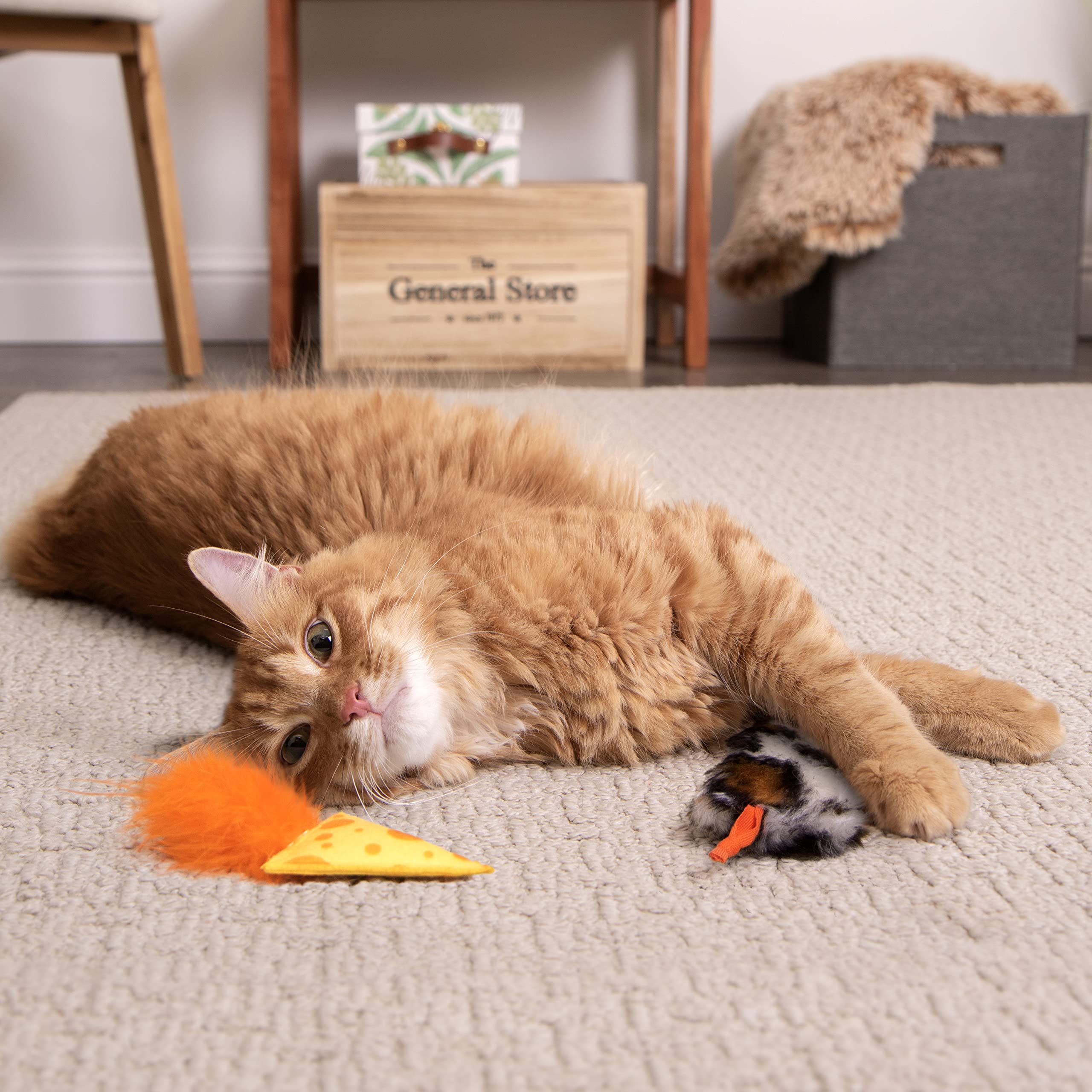 Instincts by SmartyKat 2-Pack Mouse 'N Mate Plush Refillable Cat Toys w/HappyNip Tube (Catnip & Silvervine) - Multicolor, 2-Pack
