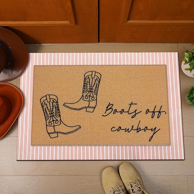 Tinideya 2 Pcs Coquette Boho Bows Custom Door Mat Welcome Non Slip Coir Mats Floor Layering Doormats Seasonal for Front Porch Entryway Decor(Boho Bows)