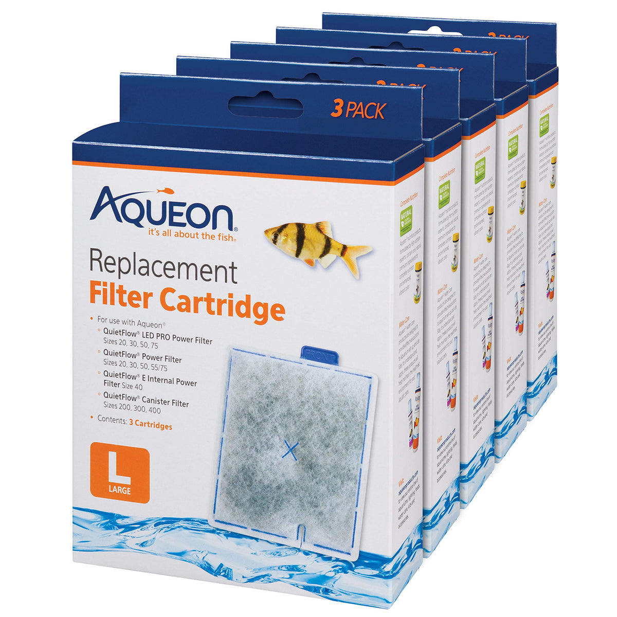 Aqueon Aquarium Fish Tank Replacement Filter Cartridges, Large - 15 Pack