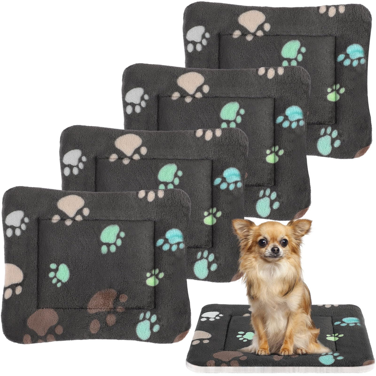 Tuanse 4 Pack Soft Pet Bed Mat Small Dog Crate Fleece