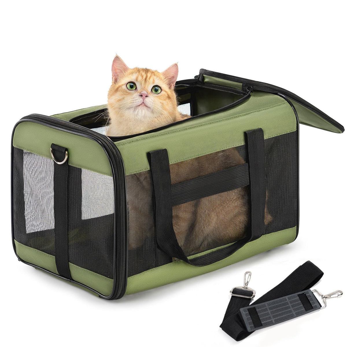 Conlun Dog Carrier Soft Sided, Large Cat Carrier,Black L