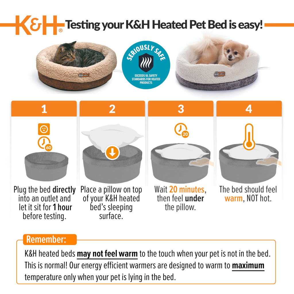 K&H Heated Cat Bed, Thermo-Snuggle Cup Bomber Indoor, Safety Listed, 18x14