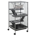 PawHut Metal Small Animal Cage, 5-Tiers Rolling Big Ferret Cage, Gray