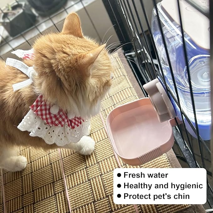 RMNHPTK 35oz Rabbit Water Bottle, Pet Hanging Automatic Water Dispenser for Small Animal Ferret Guinea Pig Chinchilla Dog Cat (Cage Grid Spacing 1.2''-2.1'') (Yellow)