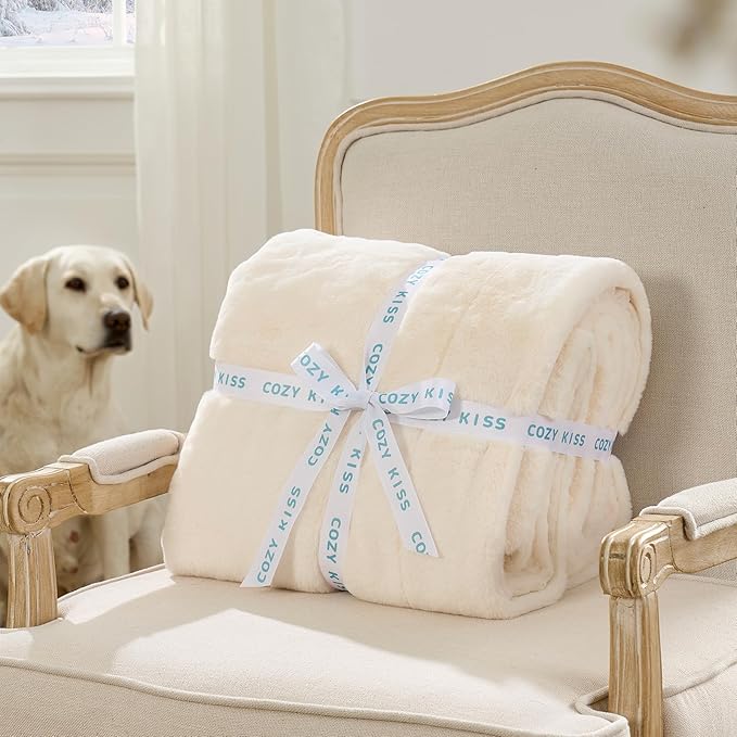 COZY KISS Waterproof Pet Blanket for Large Dog & Cat, 30x40 inch Cream