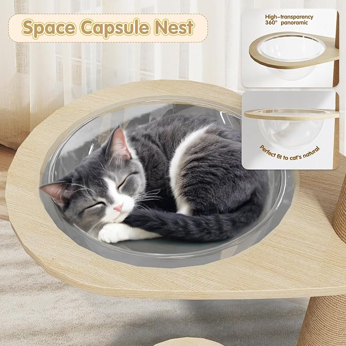Erinnyees Cat Tree, Floor to Ceiling Cat Tree Height (86-110 in) Adjustable Cat Tower 6 Tier Hemp Scratching Post Cats Activity Center Removable Washable Pads