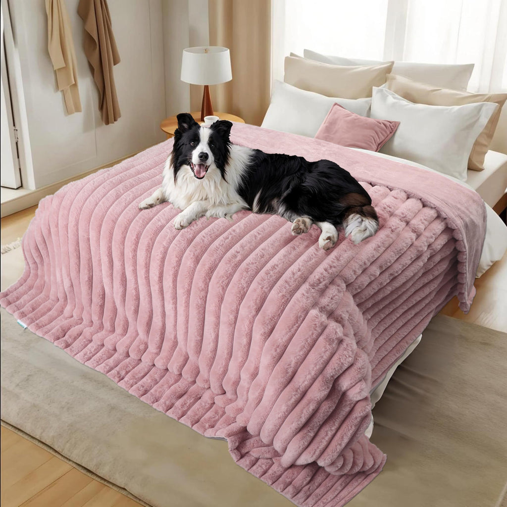 ZAKAPAWS Waterproof Pet Blanket for Large Dogs & Cats - Reversible Calming Plush, Washable Furniture Cover for Couch, Bed, Car Seat, Blocks Leaks, Stains & Pet Fur (Pink, 50"x60")