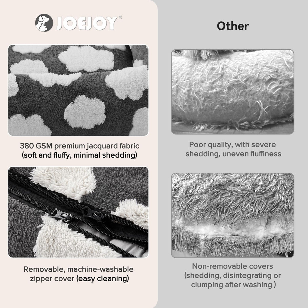 JOEJOY Large Dog Beds Large Sized Dog, Rectangle Washable Orthopedic Pet Bed with Removable Zipper Cover, Cute Soft Calming Puppy Pet Bed with Jacquard Shaggy Plush & Non Skid Bottom