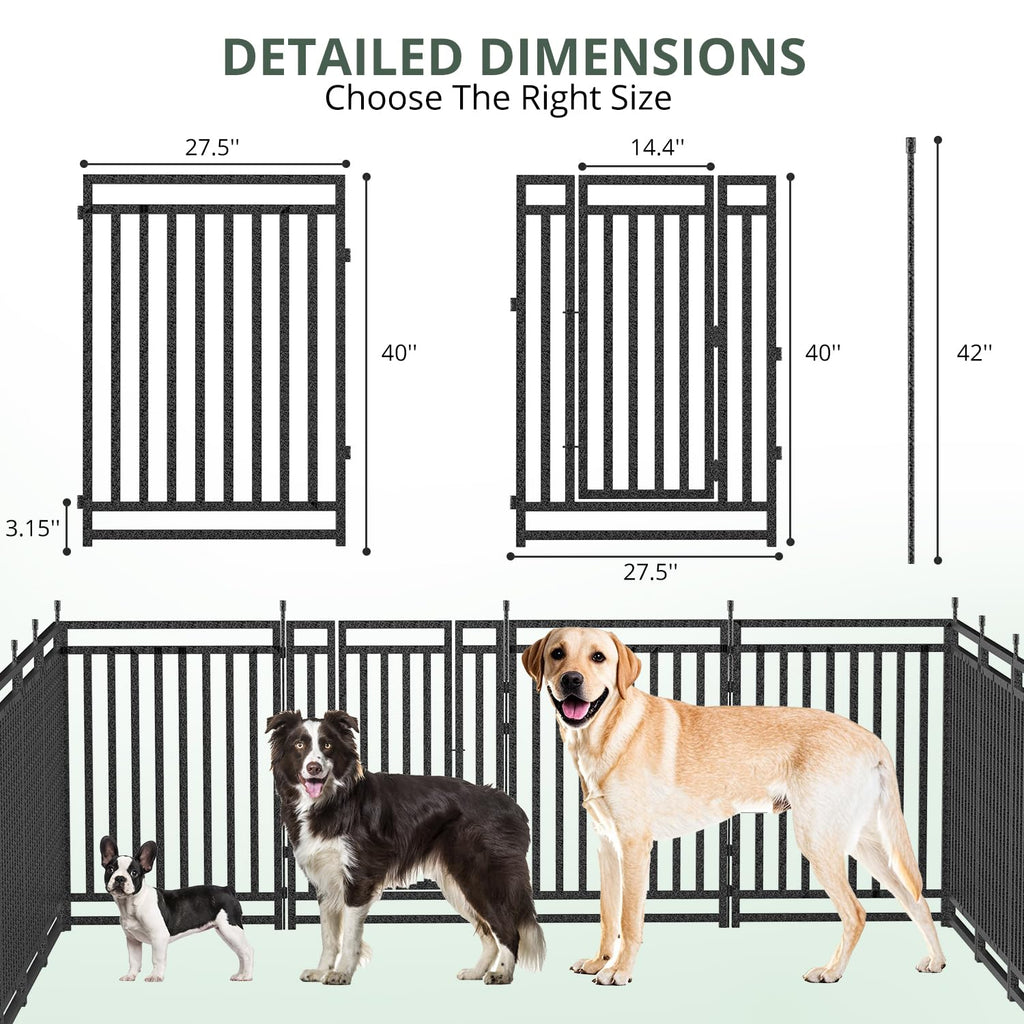 Petorldog Dog Fence Outdoor for Yard Indoor Dog Playpen 40" Height 32 Panels Portable Dog Pen Metal Dog Kennel for RV Camping(Black-Silver)