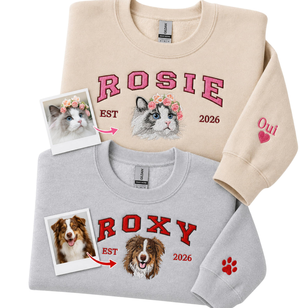 COUPLEHOODIES Custom Embroidered Dog Sweatshirt For Women Photo Portrait