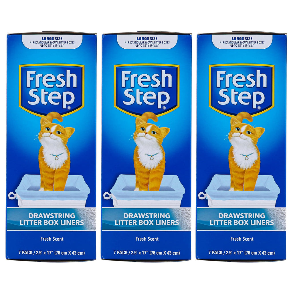 Fresh Step Drawstring Cat Litter Box Liners, Scented, 2.5 ft x 17 in, 7 Ct
