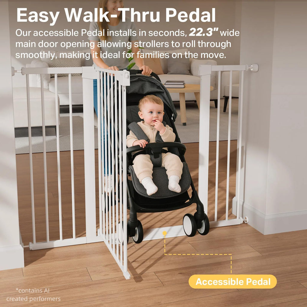 Cumbor 36 in Extra Tall Baby Gate for Stairs, 29.7-51.5 in Dog Gate White