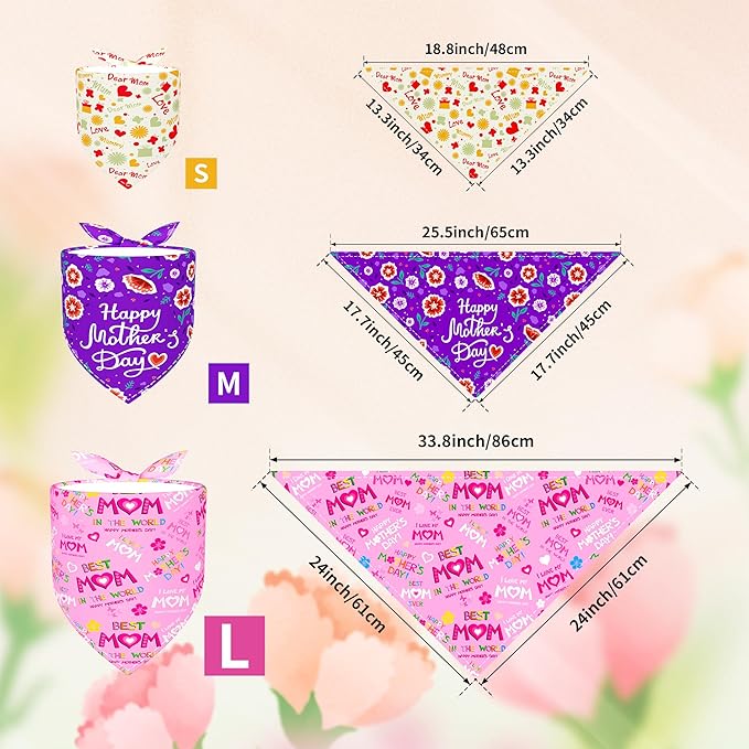 30 Pack Mothers Day Dog Bandanas Bulk for Small Dogs Kittens Breed 18 Inch Love Mom Dog Bandanas XS Puppy Doggy Best Mom Dogs Bandana Grooming S