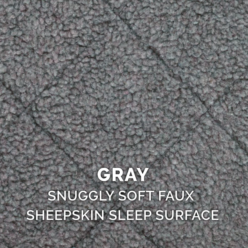 Furhaven Dog Bed for Large/Medium Dogs, 100% Washable, Sized to Fit Crates - Sherpa Fleece Bolster Crate Pad - Gray, Large