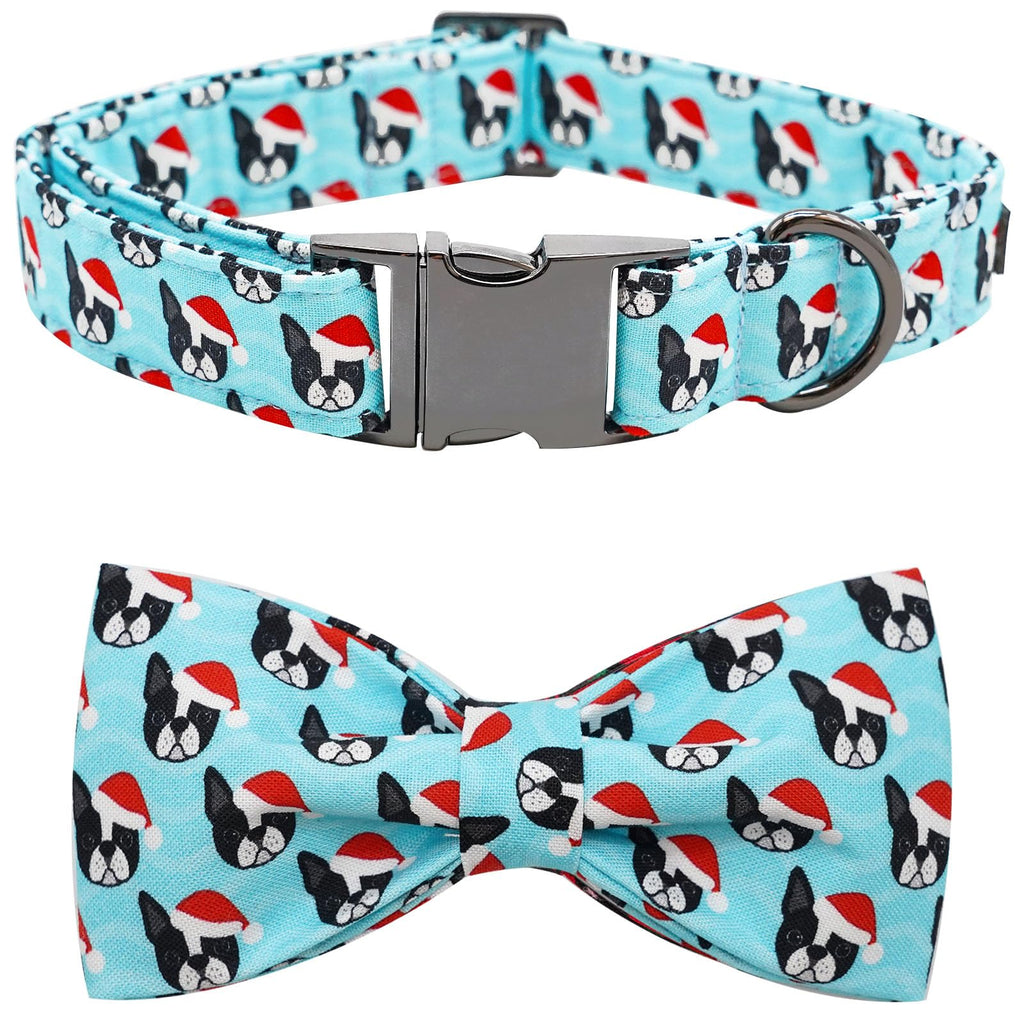 Bobo Rainbow Dog Collar, Christmas Dog Collar Plaid Pet Collar Bow Holiday Bows Girl Boy Puppy Collar Adjustable Pet Collar for Large Dogs