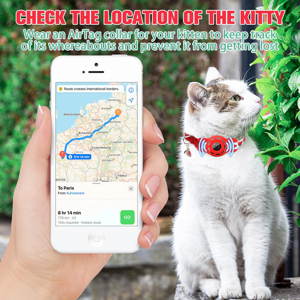 BINGPET AirTag Cat Collar Breakaway, Collar with Airtag Holder and Bell