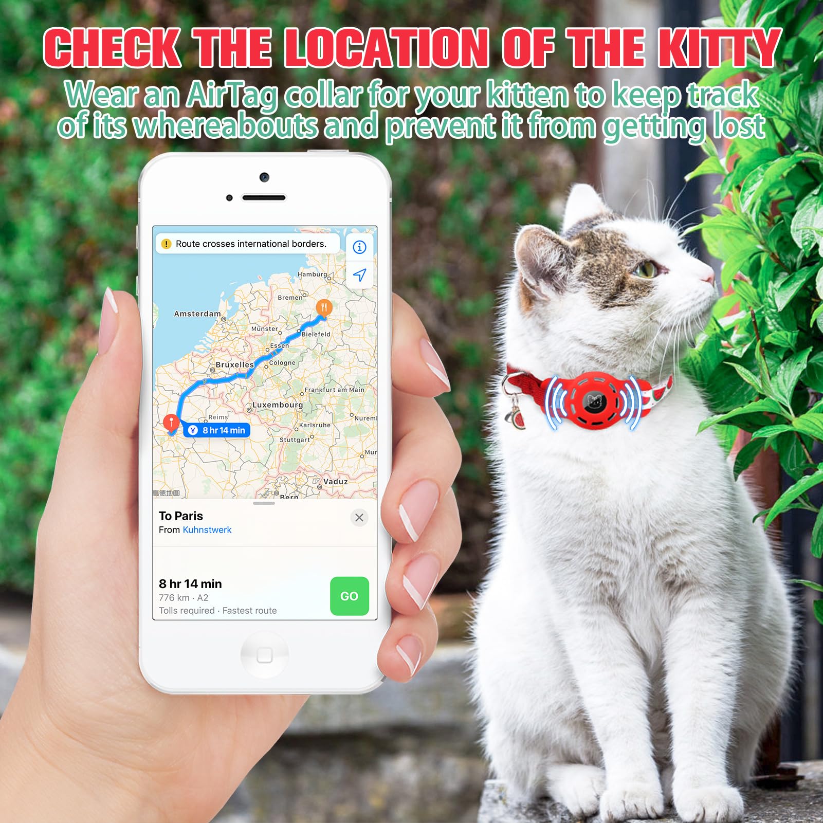 BINGPET AirTag Cat Collar Breakaway, Collar with Airtag Holder and Bell