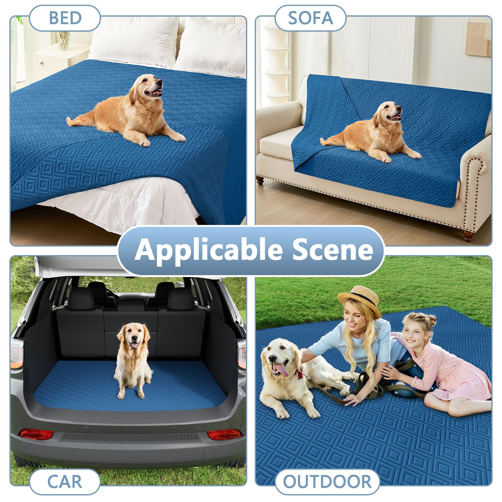 hyha Waterproof Reversible Dog Blanket, Pet Blanket for Sofa Couch