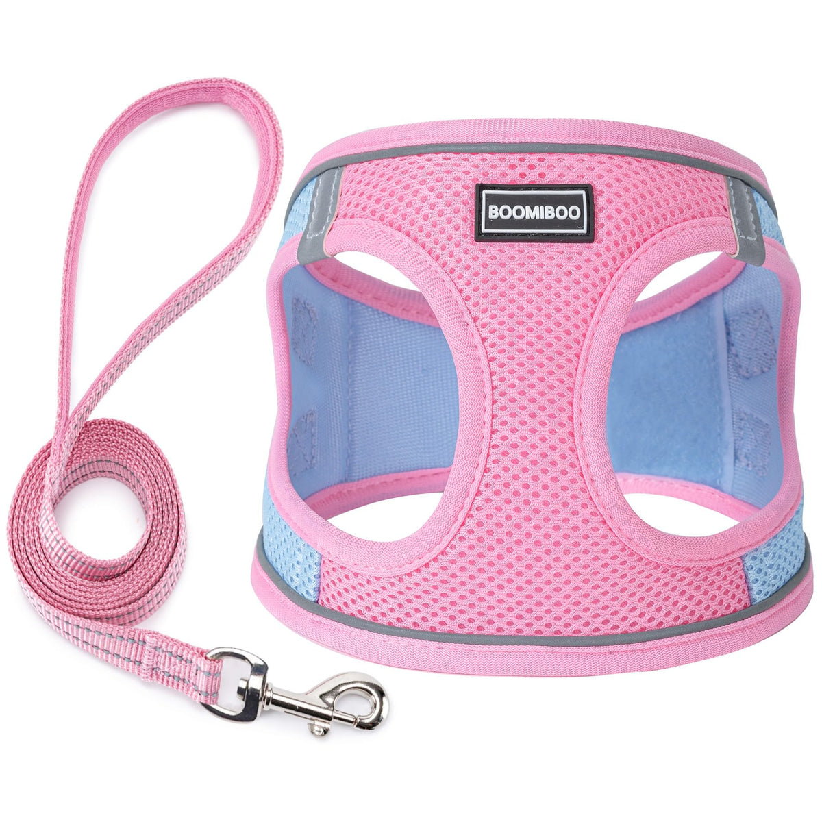 Dog Harness with Leash Set, Step-in Adjustable Puppy Pet Vest,Blue Stripe L