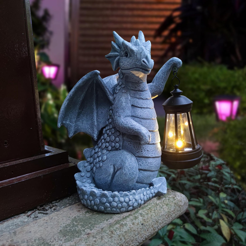 Yardancer Dragon Solar Outdoor Garden Statue - Dragon Outdoor Figurie Lights - Yard Decorative Outdoor Statue Suitable for Patio, Balcony, Patio Decoration - Specially Customized Gift for Mom