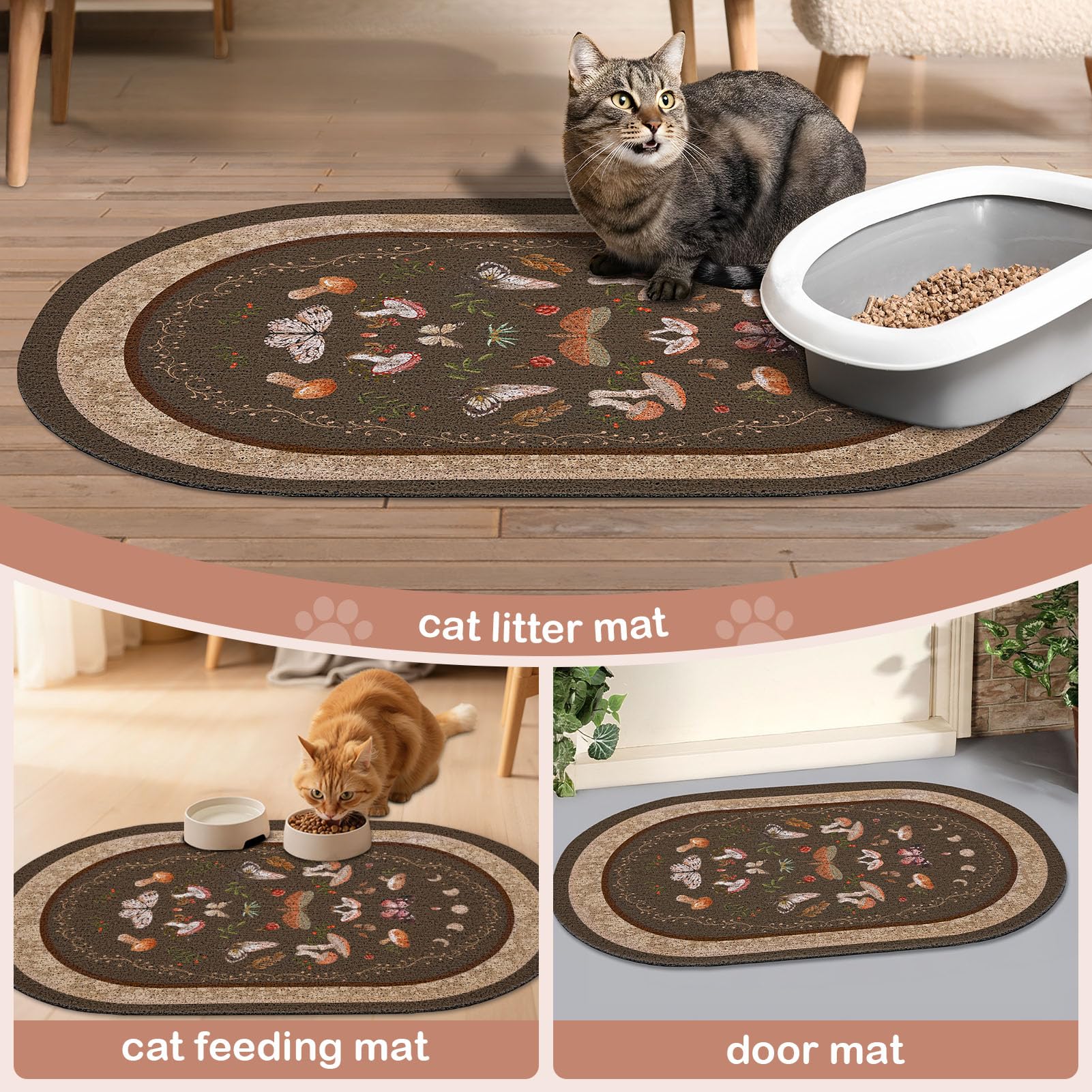 Bienbee Cat Litter Mat, 33" x 22" Dense Trapping Mesh for Litter Boxes