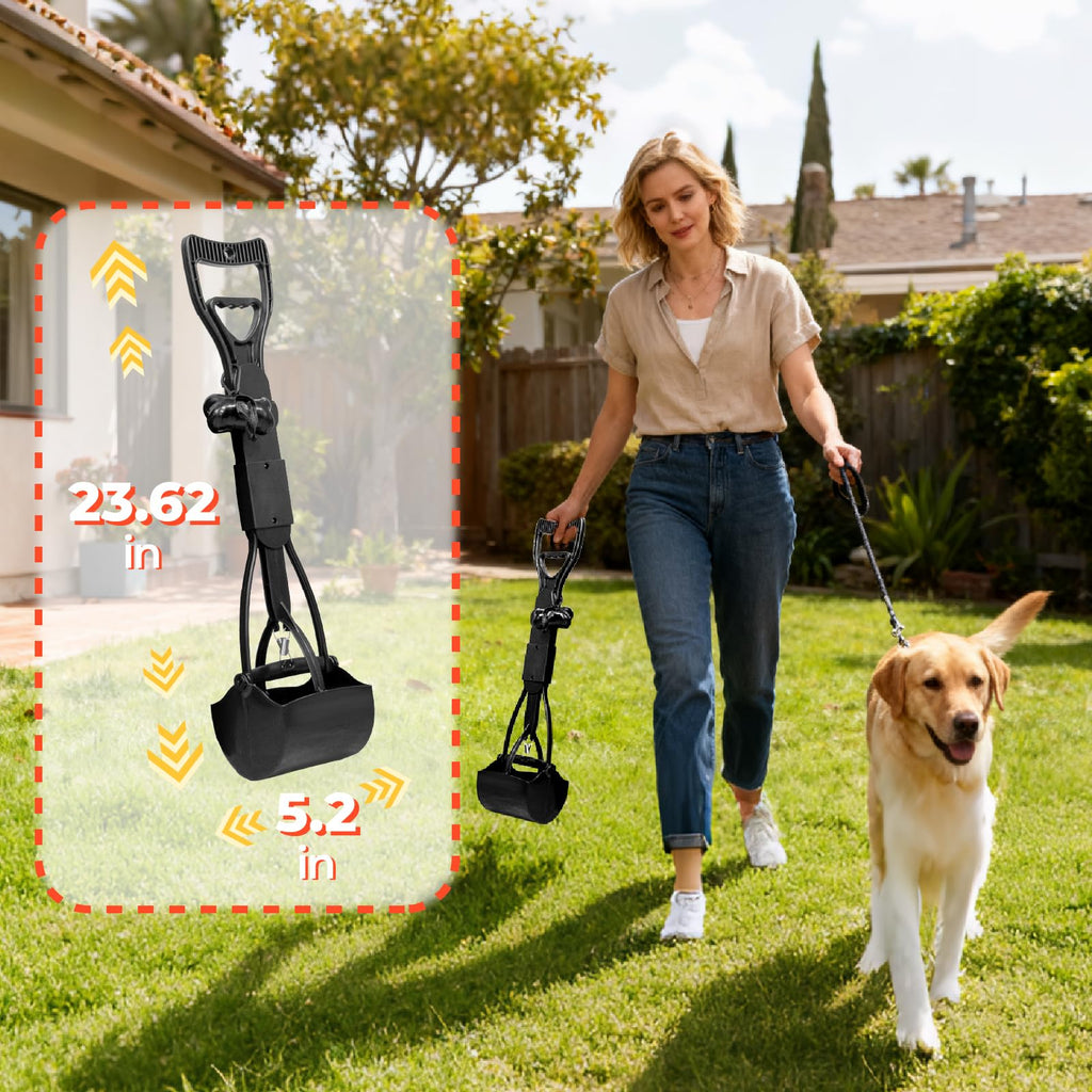 AXINCANAAN 20L Dog Poop Trash Can Outside with Pooper Scooper, Inner Bucket, Stainless Steel Dustpan, Rake & Shovel, Waste Bags for Dog Poop Disposal