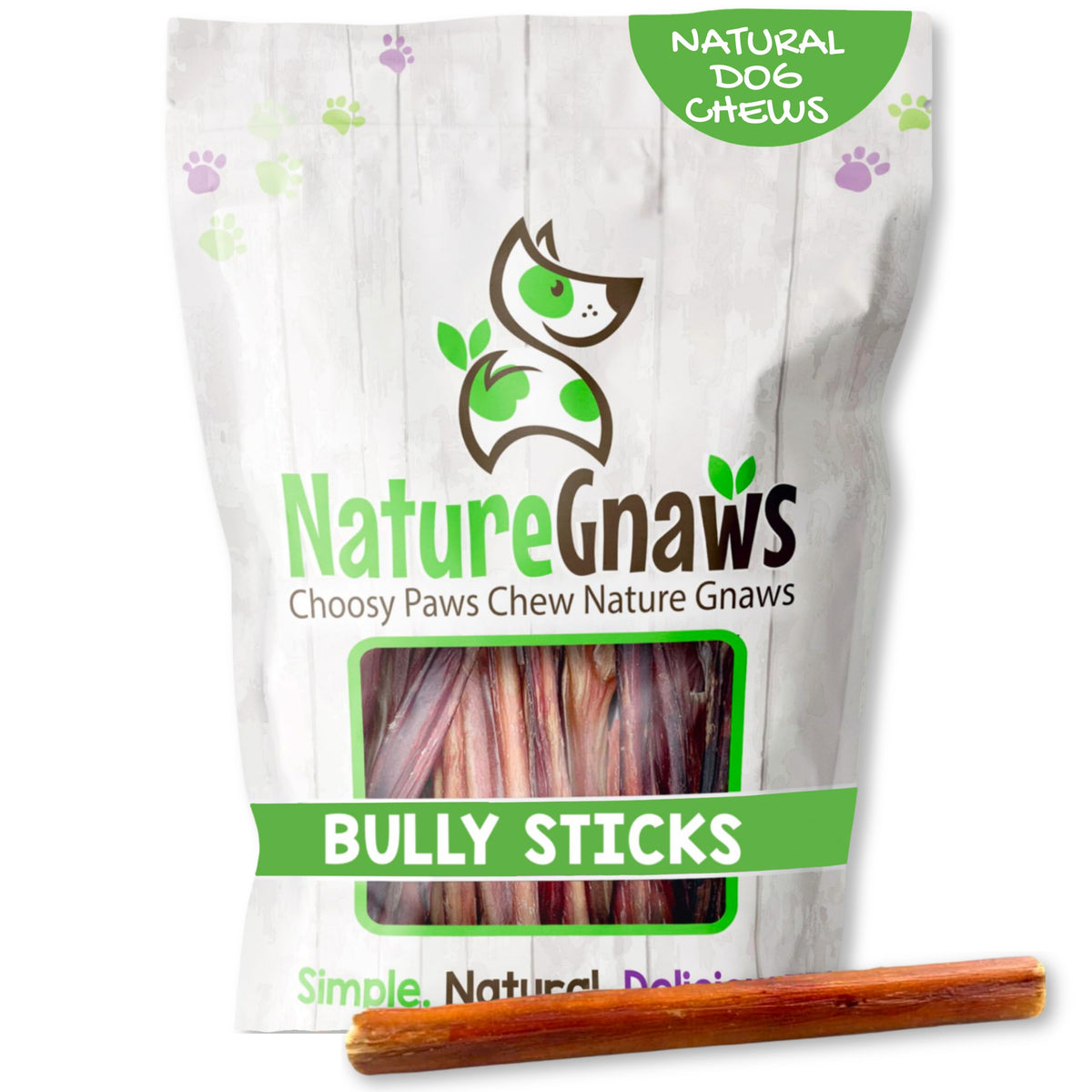 Nature Gnaws USA Steer Sticks for Dogs 5-7" (8oz) - Mixed Thickness - Long Lasting for Aggressive Chewers and Large Dogs - Natural Beef Bully Dog Chew Bones