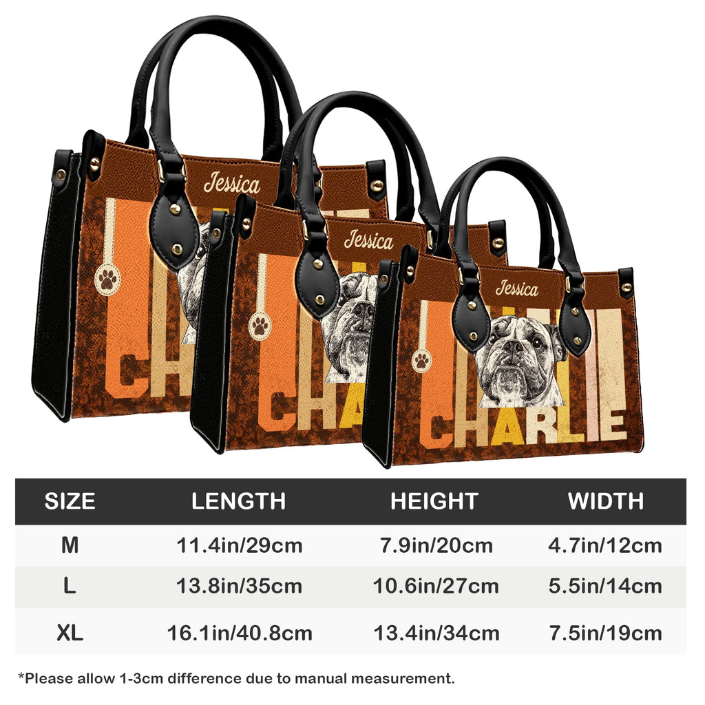 Personalized Pet Mom Leather Handbag – Custom Name Dog Cat Photo Purse, Pet Lover Gifts for Women, Christmas (Style 8)