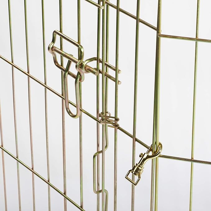 MidWest Homes for Pets Folding Metal Dog Exercise Pen, Indoor/Outdoor Playpen with Door, 16 Sq Feet of Play Space, 42-Inches Tall, Gold Zinc