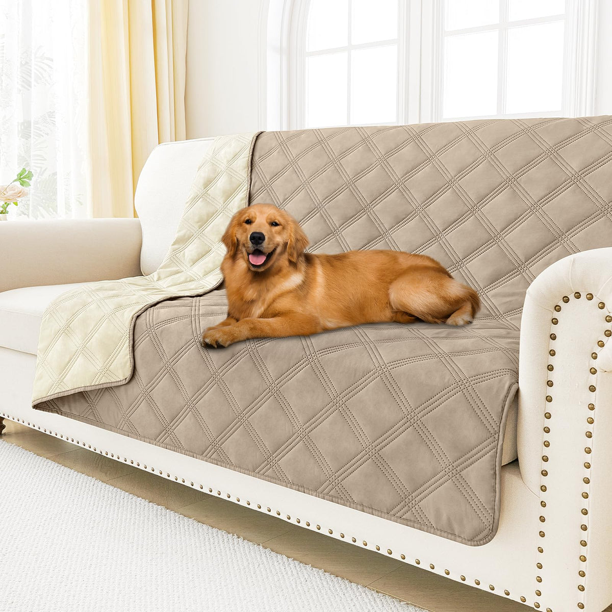 Smiry Waterproof Dog Bed Cover, Reversible Pet Blanket for Sofa Couch
