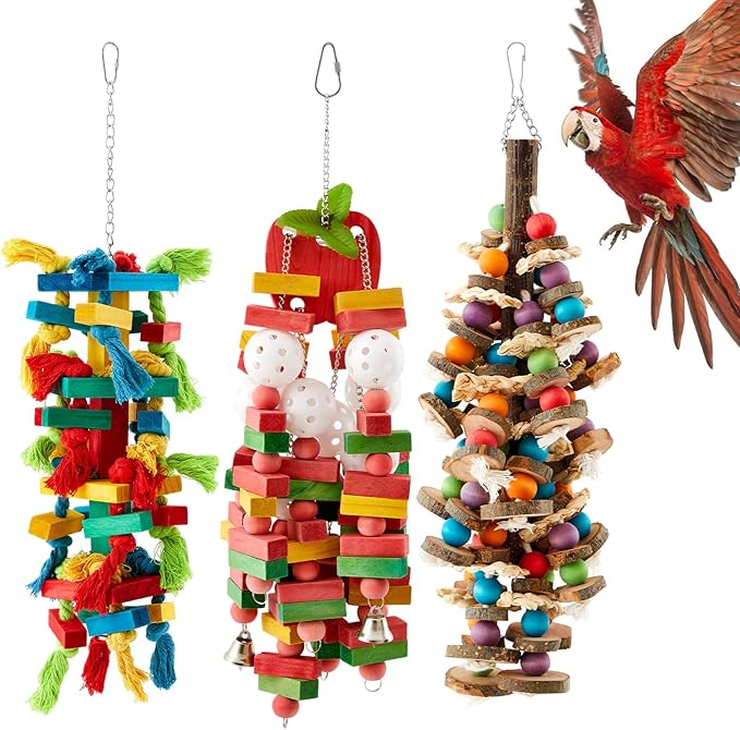 Seenelling 4 Pcs Extra Large Bird Toys for Parrots