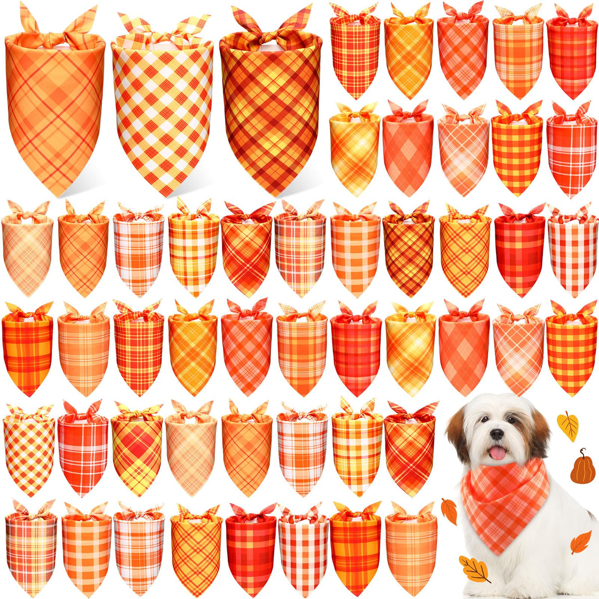 Abbylike 50 Pcs Paw Print Dog Bandanas Bulk, Halloween & Birthday Party
