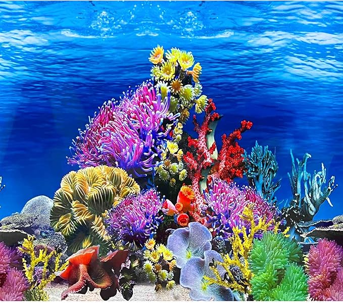 XCNO Aquarium Background Poster Fish Tank Wallpaper, Double-Sided, 16"x 33"