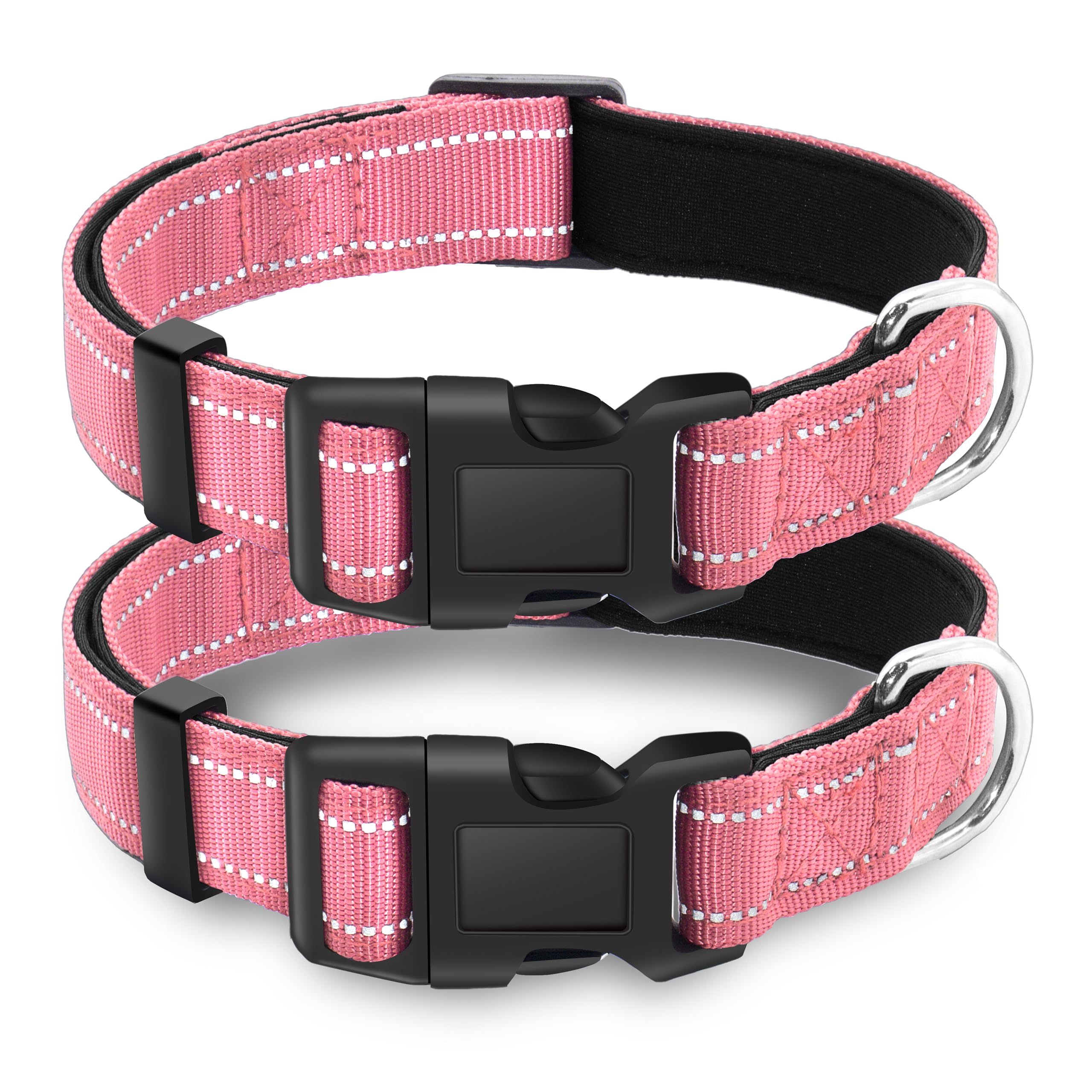 LIEVUIKEN 2 Pack Reflective Dog Collar with Safety Locking Buckle