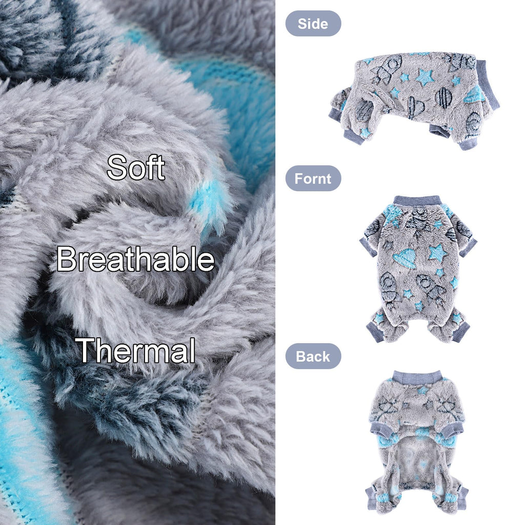 Fleece Dog Pajamas for Small Dogs Boy Warm Winter Dog Clothes Pjs Cute Extra Small Dogs Sweaters 4 Legs Puppy Jumpsuit Soft Puppy Onesies Pet Apparel Outfits for Chihuahua Yorkie Cat, Grey, XS